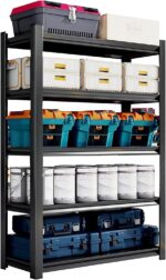 DAYONG 5-Tier Adjustable Metal Storage Shelving Units, Sturdy and Durable Storage Shelves for Garages, Warehouses, Kitchens, and Industrial Spaces (Black, 5 -Tier 120 * 40 * 183cm)