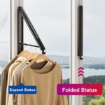 Retractable Clothes Rack, Stealth Clothes Drying Hangers, Wall Mounted Folding Clothes Hanger Drying Rack for Laundry Room Closet Storage Organization (Black) - Image 4