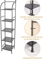 U HOOME 5 Tier Bathroom Storage Shelf, Free-Standing Metal Corner Rack, Narrow Shelving Unit Organizer, Multifunctional Storage Rack for Kitchen Garage Pantry - Image 3