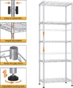 HOMEFORT 5-Shelving Unit, Adjustable Wire Shelving, Metal Wire Shelf Rack Organizer for Kitchen, Pantry, Closet, Bathroom, Laundry,Sliver,21" W x 11" D x 53" H - Image 4
