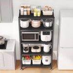 5 Tier Adjustable Storage Shelves, Heavy Duty Metal Storage Rack with Wheels, Shelving Units Utility Shelf for Kitchen, Pantry, Bathroom, Garage, Office Organization and Storage, Black, 13"x24"x59.7" - Image 8