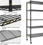 Heavy Duty Industrial Storage Shelving Unit with Wheels, 5-Tier Garage and Pantry Shelf Unit, Adjustable Metal Wire Storage Rack Organizer (91x45.5x183cm(WxDxH)) - Image 5