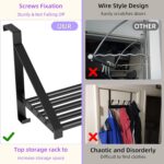 Over The Door Clothes Hanger with 2 Hooks, Stainless Steel Over The Door Hangers for Clothes with Storage Rack, Clothing Hanger Drying Racks for Laundry, Washroom, Fits Door Up to 1.77", Matte Black - Image 3