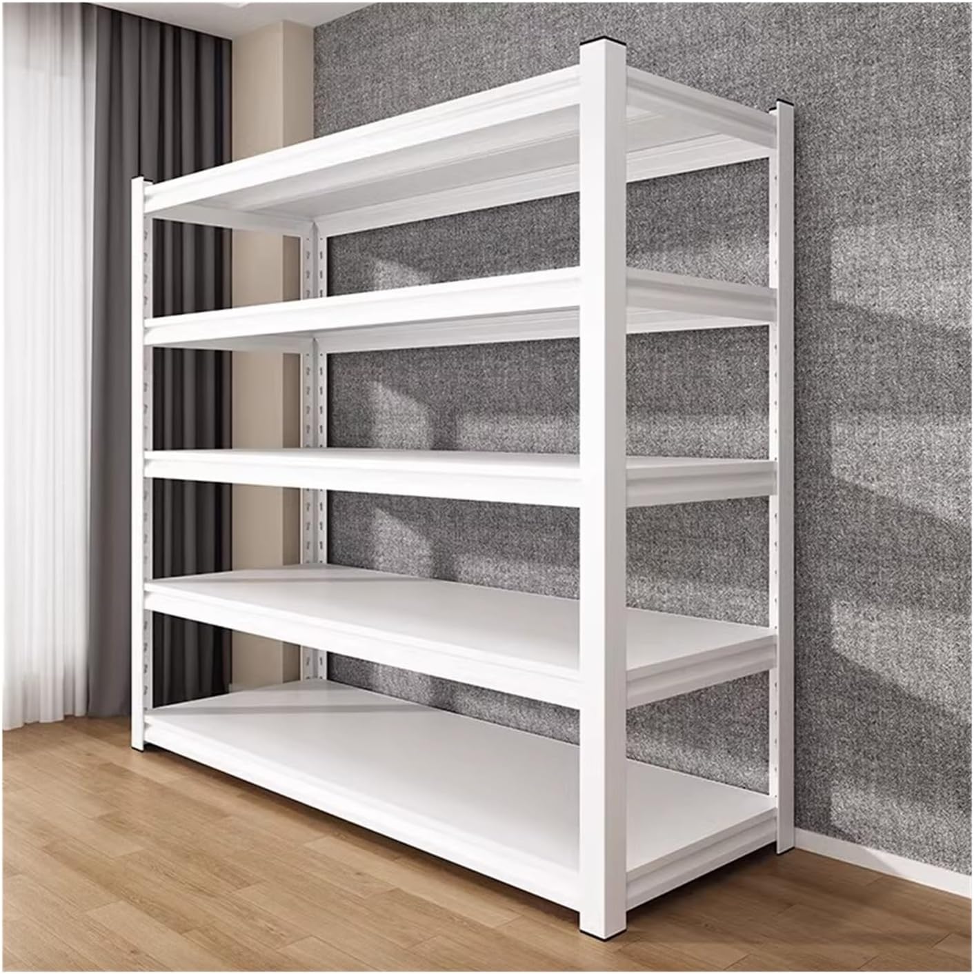 71b32jvbwxL._AC_SL1500_.jpg Garage Shelves 5-Tier Metal Shelving Unit, 160cm/183cm High Adjustable Garage Shelves, Industrial Utility Shelf Rack For Garage Warehouse Basement, Boltless Assembly(120x50x160cm) - Image 1