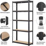 Yaheetech 2PCS Heavy Duty 5 Tier Garage Shelving Units Metal Storage Shelves Shed Utility Rack,180cm x 90cm x 30cm,175KG Per Shelf,Black - Image 5