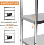 Storage Shelves, 5 Tier Shelf Adjustable Stainless Steel Shelves, Sturdy Metal Shelves Heavy Duty Shelving Units and Storage for Kitchen Commercial Office Garage Storage, 47L X 16W X 59H 1650Lbs Total - Image 6