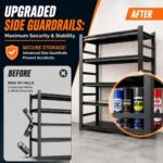 72"H Storage Shelves heavy duty 2535LBS Garage Shelving adjustable metal shel 5 tier shelving Unit metal storage rack for Basement, Warehouse, Pantry, Closet, Kitchen 72" H x 39.4" W x 13.8" D, Black - Image 7