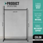 Portable Heavy Duty Clothes Rail For Bedroom, Home & Shops, 50KG Load Clothes Rack With Storage Shelf, 4 Hooks, Metal Clothing Rail For Hanging Garments, Dresses, Coats - Image 4