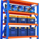 I Best Heavy Duty Metal Warehouse 4 Steps Racking Storage Garage Shelving Steel Shelf Capacity 300kg Each Shelves (Blue & Orange)