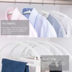 Premium Velvet Hangers (Pack of 50) Heavyduty- Non Slip No Shoulder Bump Suit Hangers - Chrome Hooks,Space Saving Clothes Hangers,Rounded Hangers for Coat,Sweater,Jackets,Pants,Shirts(White), one size - Image 4