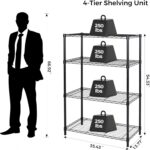 Homeiju 4 Tier Shelving Unit,Heavy-Duty Height Adjustable Storage Rack 1300 LBS Capacity with Adjustable Feet,Metal Storage Shelves Wire Shelf for Kitchen Garage Laundry,13.77"D x 35.43"W x 54.33"H - Image 3