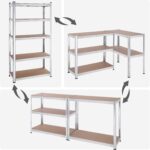 SONGMICS 5-Tier Heavy-Duty Shelving Units, Set of 2 Steel Shelving Units for Storage, Boltless Assembly, for Garage, Shed, Load Capacity 875 kg, 40 x 90 x 180 cm, Silver GLR040E02 - Image 6