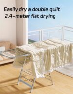 Stainless Steel Clothes Drying Rack (180cm/71") - Heavy Duty Foldable 3-Tier Laundry Stand with Hidden Wheels, Space-Saving Airer with Shoe Rack, Silver (منشر ملابس كبير وقوي) - Image 7