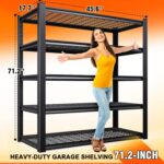 46 ''W Storage Shelves, 71‘’H Garage Shelving, Adjustable Garage Shelves, 3000lbs Heavy Duty Shelving ,5 Tier Garage Storage Shelves,Easy-To-Install Metal Shelf Storage Rack Shelving Unit For Kitchen - Image 3