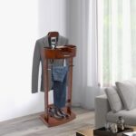 Wood Suit Rack Suit Stand for Man and Women Clothes Valet Suit with Drawer Valet Stands Men Valet Brown Suit Valet for Entryway Office Living Room - Image 3