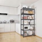 6-Shelf Storage Unit With Height Adjustable Shelves Levelling Feet,6-Tier Wire Shelving Unit,Metal Kitchen Rack with PP Shelf Liners,Storage Shelf for Pantry,Black 60 * 45 * 183CM - Image 8