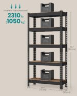 SONGMICS 5-Tier Storage Shelves, Load 2310 lb, Garage Storage, Boltless Assembly, Adjustable Shelving Unit, 11.8 x 29.5 x 59.1 Inches, for Study Shed Basement, Black and Rustic Brown UGLR300B11 - Image 2