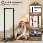 MISSLO Small Clothes Racks for Hanging Clothes Clothing Rack with Wheels 60" Metal Garment Rack with Shelves Portable Rolling Wardrobe Rack for Small Space, Black - Image 7