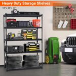 Garage Storage Shelves 5 Tiers, Heavy Duty Storage Shelving Racks with 2500 LBS Capacity, 48 in L x 18 in W x 72 in H Metal Adjustable Utility Shelving Unit for Garage Organization, Basement, Workshop - Image 5