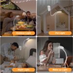 61 LED Rechargeable Reading Lamp, 3 Color Modes & 10 Brightness Levels, 2000mAh Clamp Lamp with USB-C, 40CM Flexible Gooseneck, Cordless Book Lamp Clamp Light for Bed, Table, Desk - White - Image 7