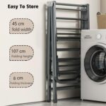 Foldable Clothes Drying Rack, 3 Tier Laundry Dry Rack Height Adjustable Clothes Hanger Stand Drying Racks, Carbon Steel Laundry Drying Rack Stand for Sheets Towels & Clothing, Indoor Outdoor Use (125) - Image 6