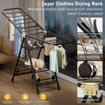 Foldable Clothes Drying Rack, 3 Tier Laundry Dry Rack Height Adjustable Clothes Hanger Stand Drying Racks, Laundry Drying Rack Stand for Sheets Towels & Clothing