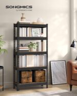 SONGMICS 5-Tier Storage Shelves, Load 2310 lb, Garage Storage, Boltless Assembly, Adjustable Shelving Unit, 11.8 x 29.5 x 59.1 Inches, for Study Shed Basement, Black and Rustic Brown UGLR300B11 - Image 3