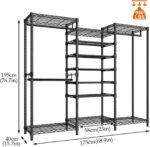 Garment Rack, Heavy Duty Clothes Rack Hanger Stand for Clothes, Freestanding Clothing Rack, Durable Closet Organizer Storage, Expandable Metal Wardrobe Rack for Bedroom, Living Room (Black) - Image 2