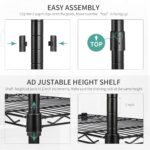 alvorog 5 Tier Shelving Units for Storage, Multipurpose Storage Shelves with 10 Hooks, Adjustable Height, Heavy Duty Metal Structure Organizer Pantry Shelves for Bathroom Kitchen Garage(59X34X150cm) - Image 4
