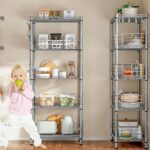 5-Tier Storage Shelves Metal Wire Shelving Unit Storage Rack Height Adjustable Pantry Shelves with 5 Hooks & Shelf Liners for Living Room, Kitchen, Bathroom 21.2 W x 11.4" D x 59" H (Silver) - Image 4