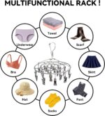 Funamily Stainless Steel Laundry Drying Rack Clothing Sock Drip Clothes Drying Hanger with 24 Clips, Swivel Windproof Hook Round Heavy Duty Underwear Hanger for Indoor Outdoor Wet and Dry (Grey) - Image 2
