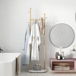 Gold Clothing Rack With Shelves, Gold Coat Rack Freestanding with Marble Base, Coat Hanger Rack,Hat Tree Coat Rack Standing Clothes Racks for Boutique，Bedroom - Image 5