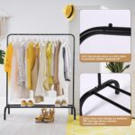 Metal Clothing Rack Garment Rack, Closet Rack Heavy Duty Hanging Racks for Clothes with Top Rod and Storage Bottom Shelf, Clothes Rail Hanger Stand Free for Hanging Coats, Skirts, Shirts 43.5 In-Black - Image 4