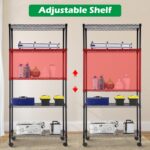 BestOffice 14"x30"x60" Commercial Storage Shelves Heavy Duty Shelving 5 Tier Layer Wire Shelving Unit with Wheels Metal Wire Shelf Standing Garage Shelves Storage Rack,Adjustable NSF Certified(Black) - Image 6