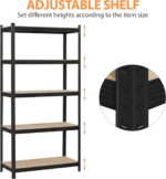 Topeakmart 5-Tier Utility Shelves, Metal Storage Shelves Garage Shelving Unit Adjustable Garage Storage Shelves Storage Racks Heavy Duty Shed Shelving- Black, 35.5 x 16 x 71 Inch - Image 3