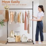 Portable Heavy Duty Clothes Rail For Bedroom, Home & Shops, 50KG Load Clothes Rack With Storage Shelf, 4 Hooks, Metal Clothing Rail For Hanging Garments, Dresses, Coats - Image 6