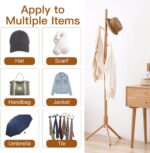 Wooden Coat Rack Stand,Uoexziyi Freestanding Coat Rack with 8 Hooks,175CM|69Inch Wood Tree Coat Rack Standing with 3 Adjustable Size for Bedroom,Hallway,Office(Natural) - Image 7