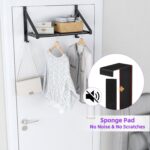 Over The Door Clothes Hanger with 2 Hooks, Stainless Steel Over The Door Hangers for Clothes with Storage Rack, Clothing Hanger Drying Racks for Laundry, Washroom, Fits Door Up to 1.77", Matte Black - Image 6