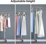 HOKEEPER 400 lbs Load Capacity Commercial Grade Clothing Garment Racks Heavy Duty Double Rails Adjustable Collapsible Rolling Clothes Rack on Wheels, Chrome Finish - Image 5