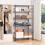 BolDuck 5 Tier Shelf Organizer Rack, Metal Shelving Unit with Adjustable Leveling Feet, Space-Saving Storage Shelves for Garage Closet Laundry Bathroom Kitchen Pantry, 33.07”Wx12.6”Dx72.04”H,Black - Image 2
