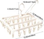COOLive Foldable Clothes Drying Rack with 32 Drying Clips Wind-Proof Hook Underwear Hanger Plastic Laundry Clip for Socks Bras (White) - Image 2