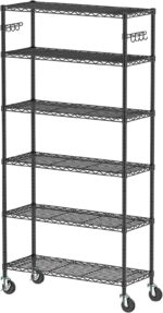 Metal Storage Shelves with Wheels, 6-Tier Rolling Shelf Adjustable Wire Shelving Rack Organizer Utility Storage Rack Shelving Unit for Home Kitchen Garage Pantry (6-Tier Shelf) - Image 9
