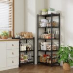 Storage Shelves, 5-Tier Metal Shelving Unit with Adjustable Feet, Compact Shelf Organizer for Garage, Kitchen, Pantry and Closet Organization,11.8" x 17.7" x 56.3", Black - Image 2