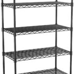 5-Tier Heavy Duty Wire Shelving Unit,35" Dx18 Wx 71" H,Shelf Racks On Lockable Wheels,Height Adjustable Metal Shelves,Shelving Unit and Storage for Bathroom,Kitchen,Garage,Office,Studio,Black