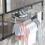MOTIM Extended Drying Clothes Rack, Stainless Steel Retractable Towels Rack Balcony Windowsill Foldable Laundry Racks Guardrail Corridor Drying Rack Outdoor Telescopic Shoe Rack(86-158 * 42cm) - Image 7