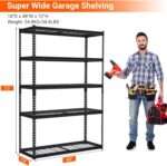 Garage Storage Shelves 5 Tiers, Heavy Duty Storage Shelving Racks with 2500 LBS Capacity, 48 in L x 18 in W x 72 in H Metal Adjustable Utility Shelving Unit for Garage Organization, Basement, Workshop - Image 2