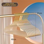 HYTTER 10 Pcs Clear Acrylic Cloth Hangers Plastic Glitter Coat Hanger Durable Non-slip Heavy Duty Suit Clothes Hangers Lightweight Space Saving Hangers for Closet Organization (Gold) - Image 2