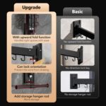 ZdwCyl Wall Mounted Clothes Hanger,Clothes Drying Rack,Laundry Drying Rack,Drying Rack Clothing,Laundry Hanger Rack,Retractable Dryer Racks,Collapsible, Aluminum,can be Fold Upward & Left & Right - Image 2