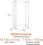 Amazon Basics Garment Rack with Top and Bottom Shelves, Chrome, 89 x 44 x 179 cm - Image 5