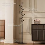 Tree-shaped coat rack stand,Metal coat tree with 8 Hooks and sturdy cast iron base,Heavy Duty coat rack freestanding coat hanger stand for Clothes Hats Scarfs Purses (black) - Image 8